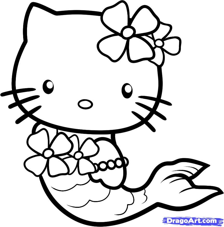 862x875 Hello Kitty Drawings How To Draw Mermaid Step By In Coloring Pages