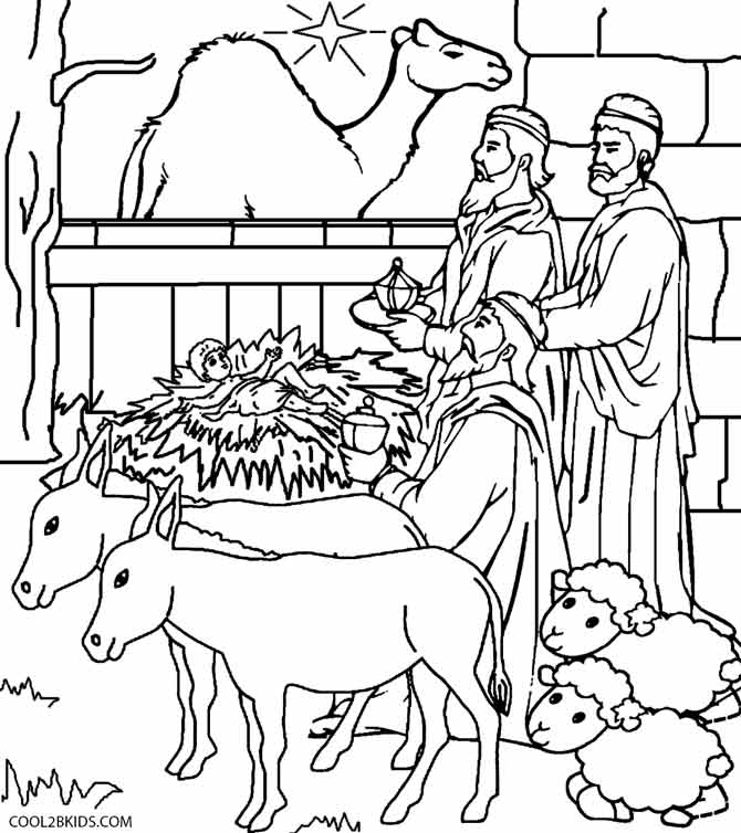670x754 Printable Nativity Scene Coloring Pages For Kids Cool2bkids