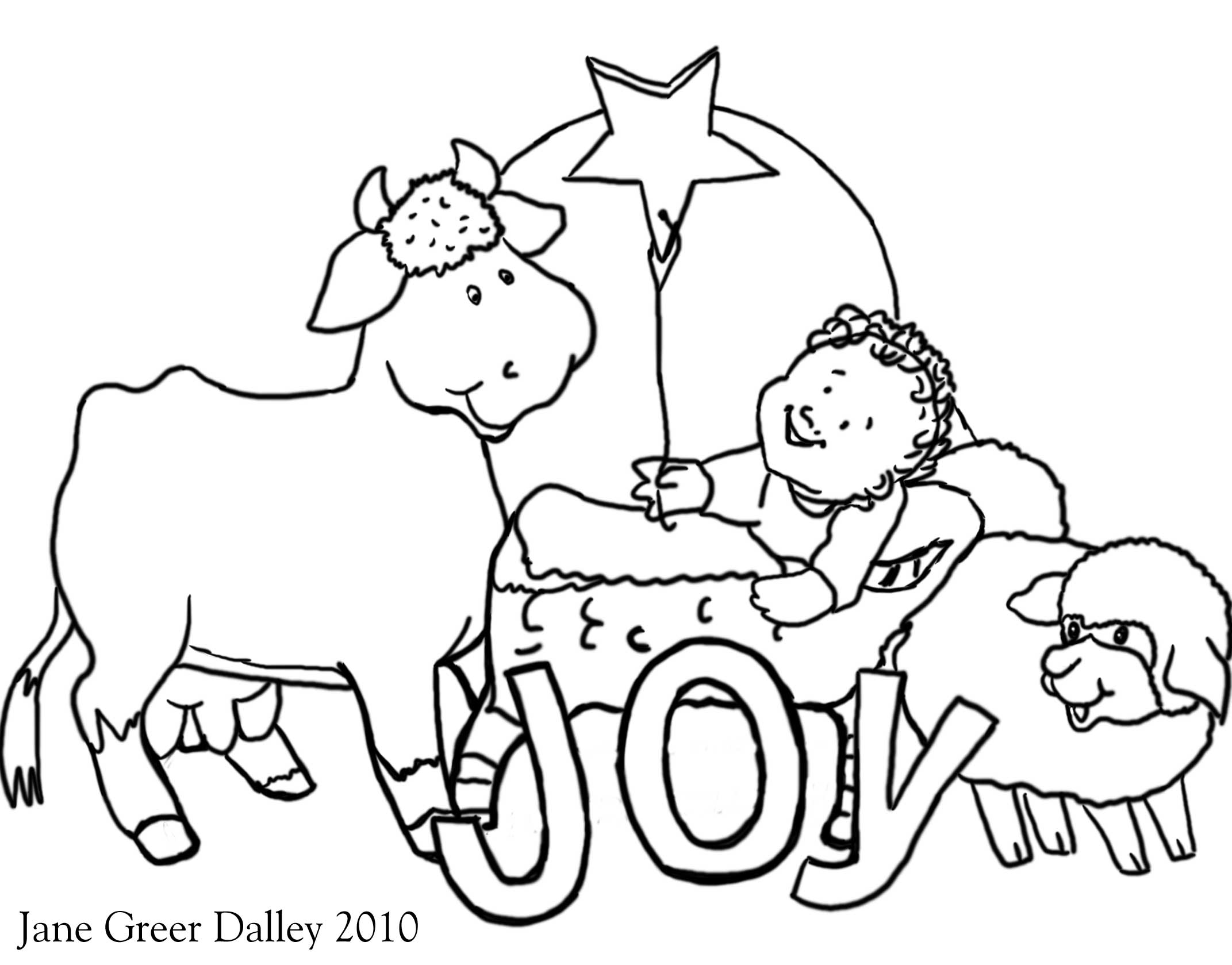 2143x1679 Simple Nativity Scene Colouring Page Kids Crafts Within