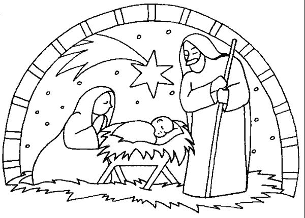 600x430 Coloring Nativity Scene