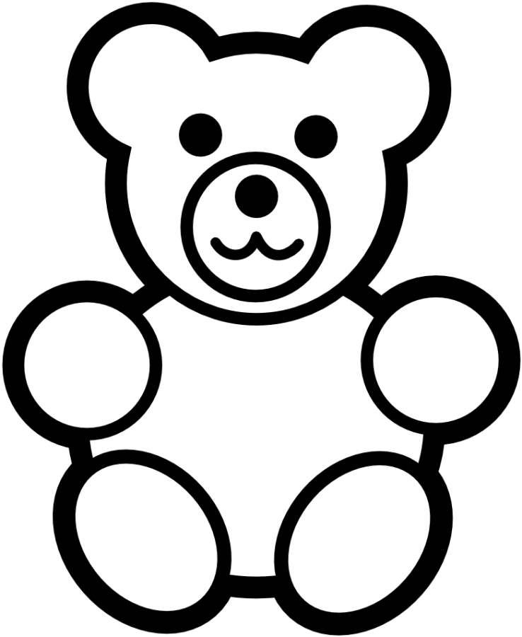 738x900 Teddy Bear Simple Black White Coloring Pages Online Printable