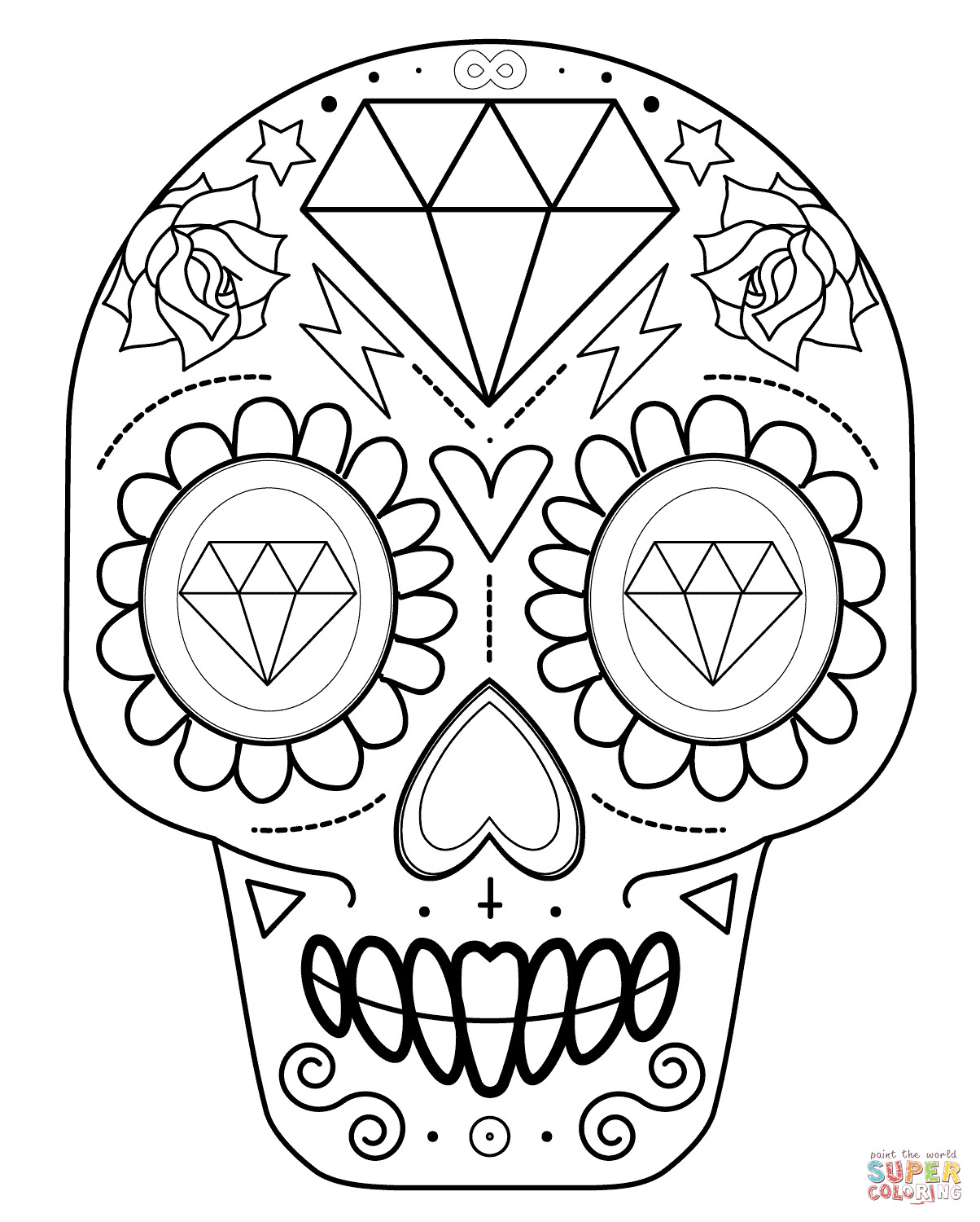 1204x1500 Sugar Skulls Coloring Pages Free Extraordinary Skull Printable Acpra