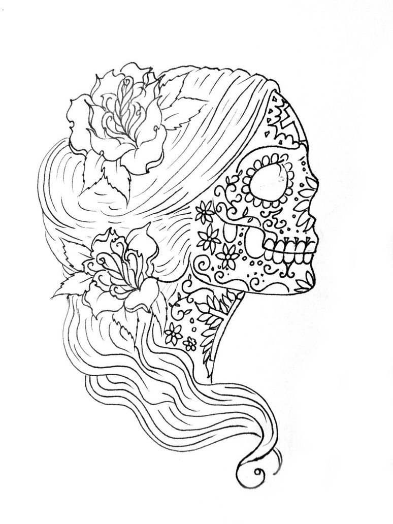 774x1032 Coloring Simple Sugar Skull Drawing Sugar Skull Coloring Pages
