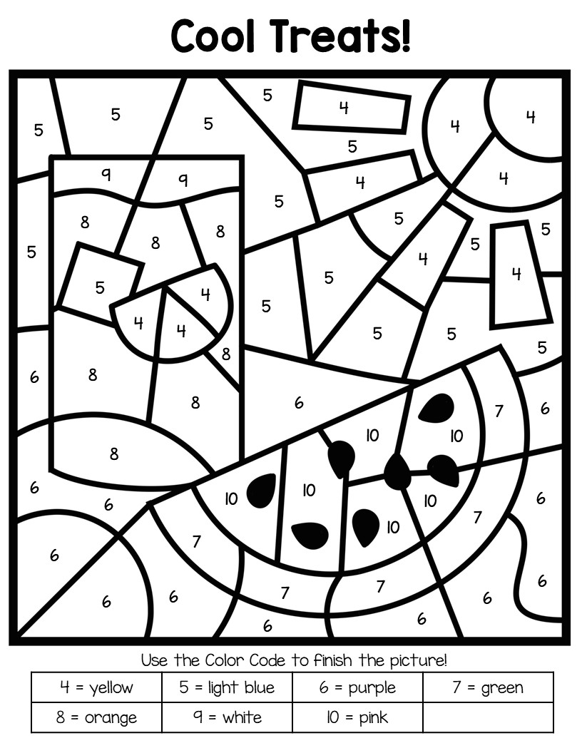 816x1056 Simple Summer Color By Number Printables Kindergarten Free