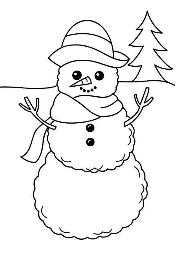 600x845 Simple Winter Coloring Pages A Simple Mr Snowman Figure On Winter