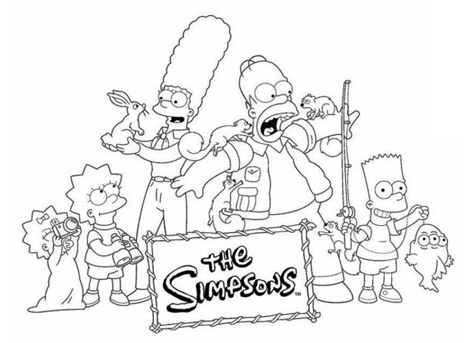 678x500 The Simpsons Christmas Coloring Pages Special Family Simpsons