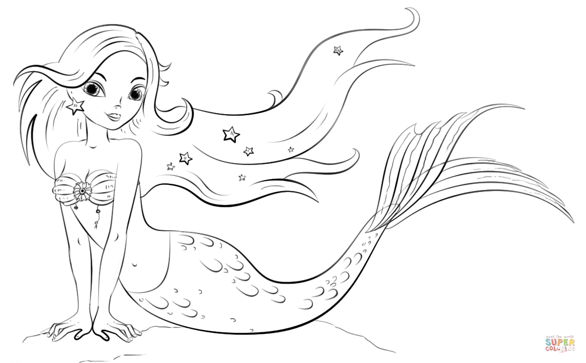 1144x709 Realistic Mermaid Coloring Pages Download And Print For Free