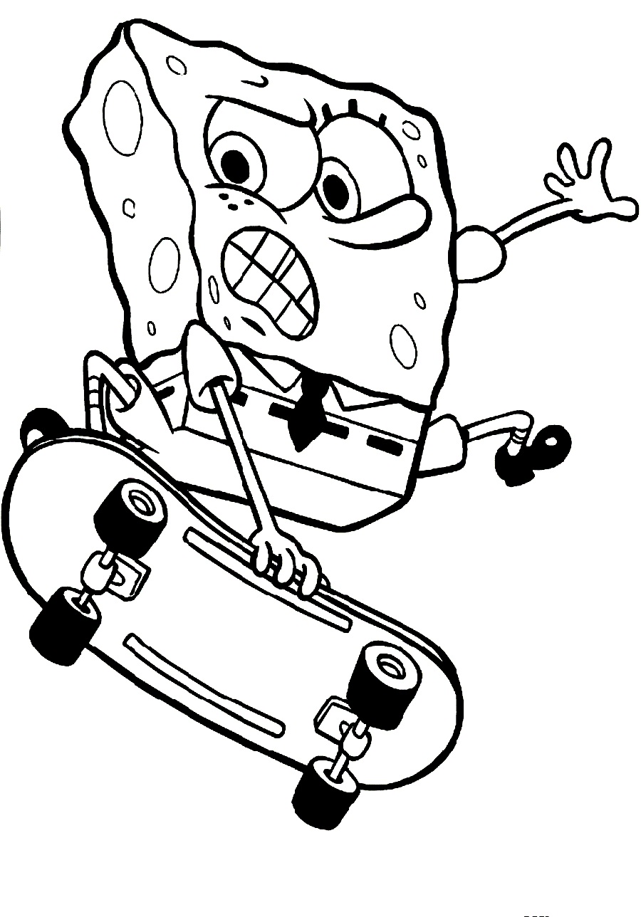 900x1288 Download Spongebob In Skateboard Action Coloring Pages Or Print