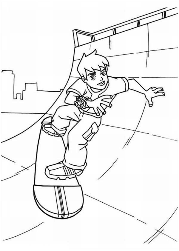 600x841 Skateboard Coloring Pages Online Young Ben Playing Skateboard