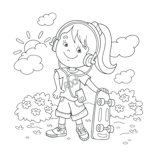 500x500 Coloring Page Skateboard Coloring Pages Online Medium Size