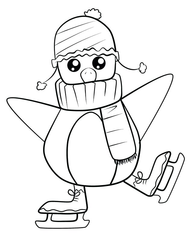 640x800 Coloring Pages Penguins Baby Penguin Skating Coloring Page Free