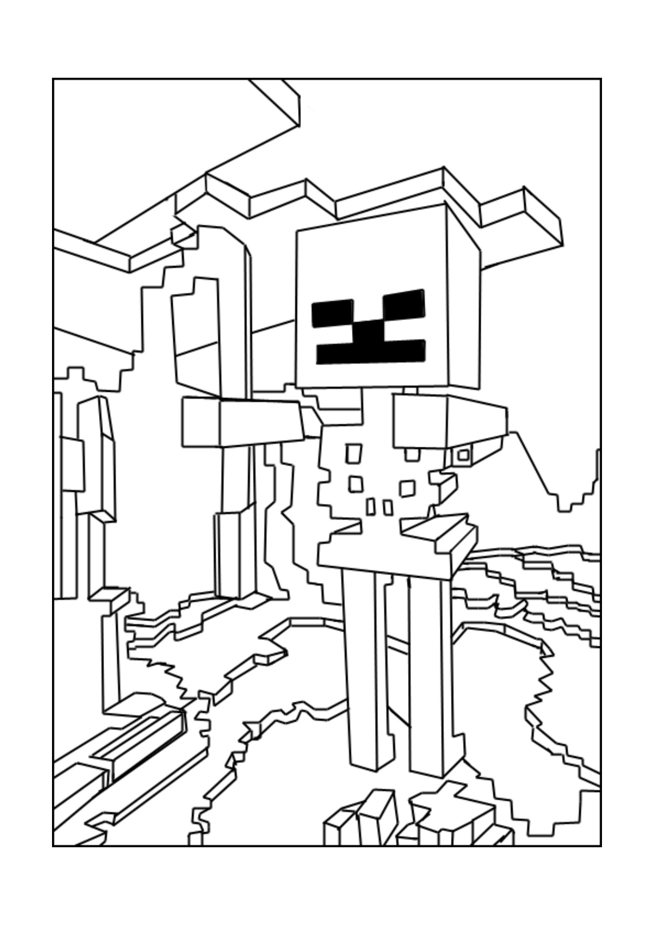 1295x1832 Minecraft Skeleton Coloring Pages To Print Coloring For Kids 2018