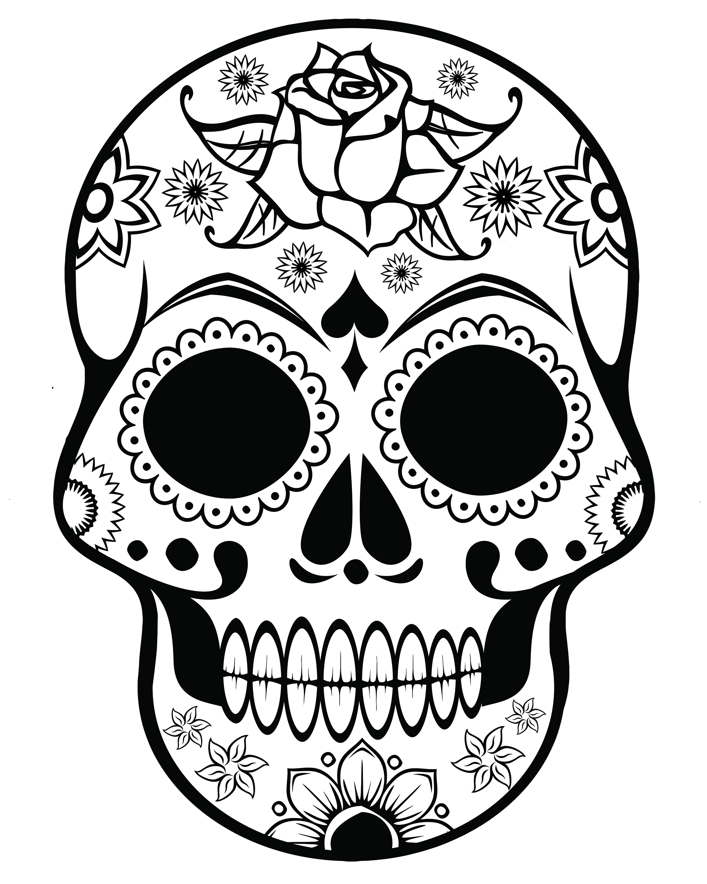 2400x3000 Cool Sugar Skulls Coloring Pages Printable Mandalas Inside Skull