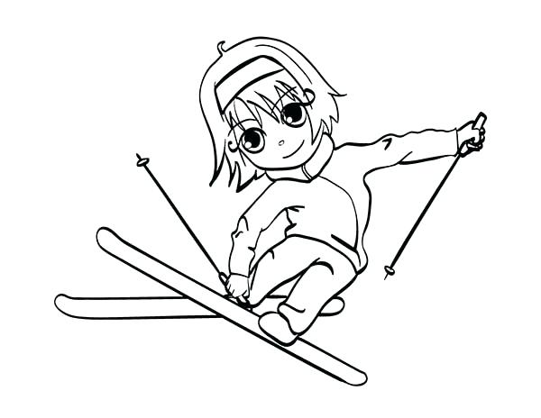 600x464 Little Girl Skiing Coloring Page Also Little Girl Skiing Coloring