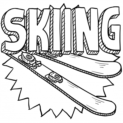 500x500 Skiing Coloring Page