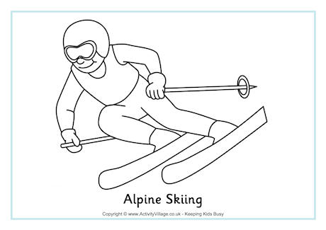 460x325 Alpine Skiing Colouring Page