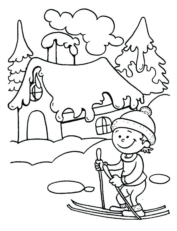600x785 Skiing Coloring Pages