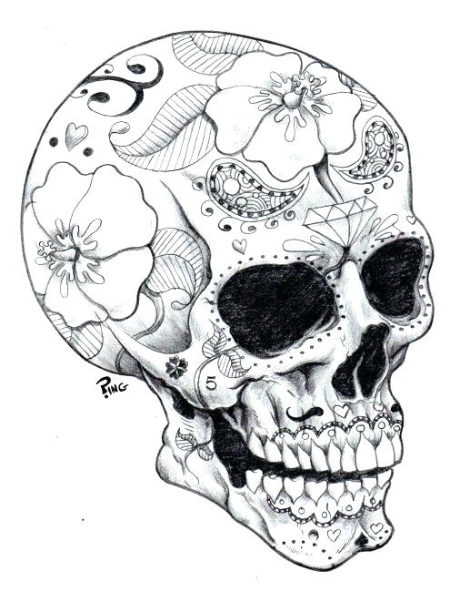 506x650 Sugar Skull Coloring Pages Free Free Printable Sugar Skull Free
