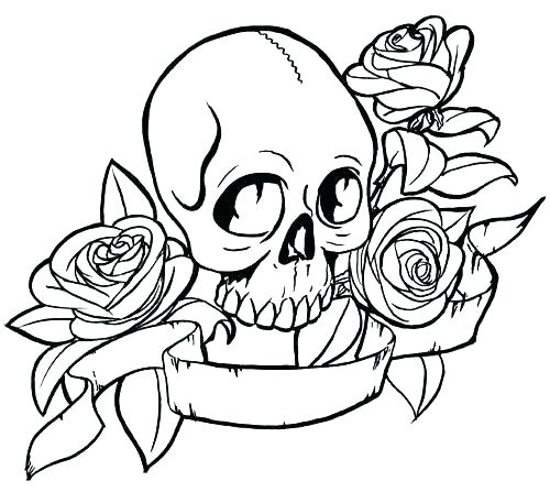 500x457 Roses Coloring Page Rose Coloring Pages Skull And Roses Coloring