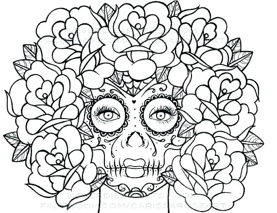 570x440 Skull Coloring As Well As Day Of The Dead Skull Coloring Pages