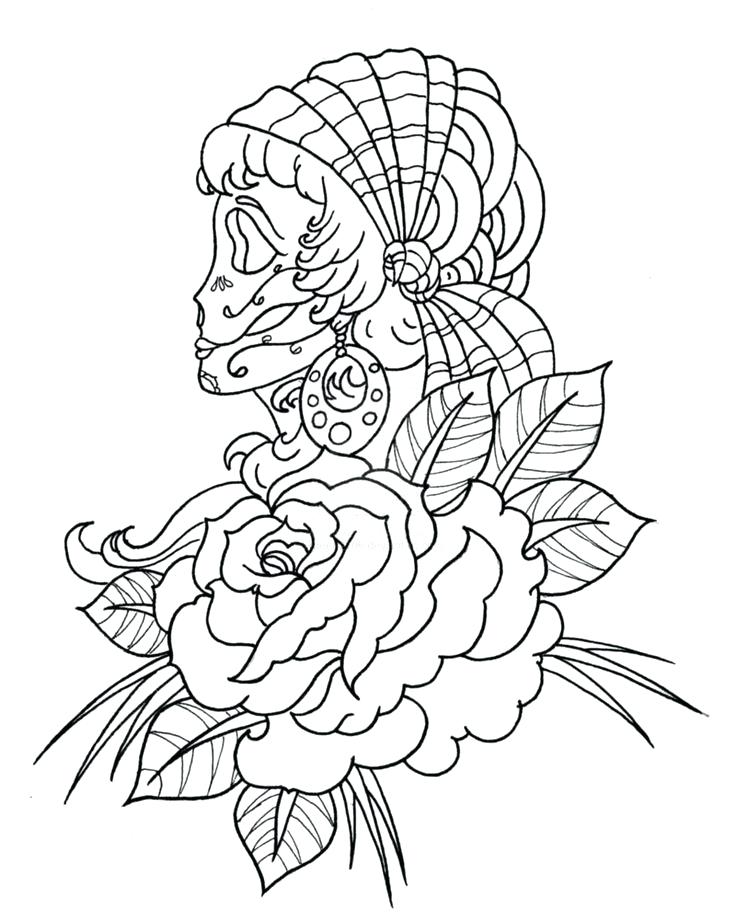 736x920 Skulls And Roses Coloring Pages 309941 Skulls And Roses Colouring