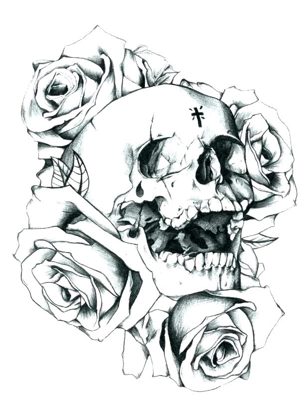 Skull And Roses Coloring Pages