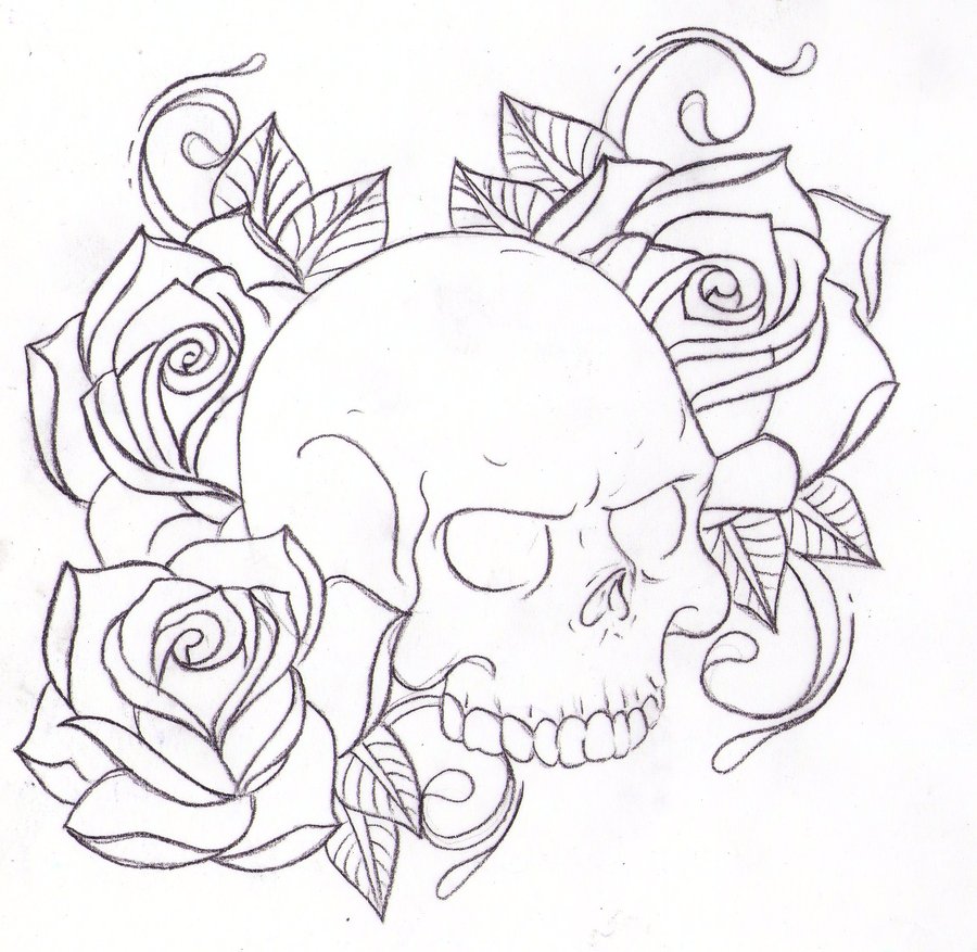 900x877 Rose And Skull Drawing Tattoo