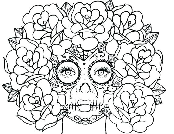 570x440 Skull And Roses Coloring Pages S Coloring Pages For Girls