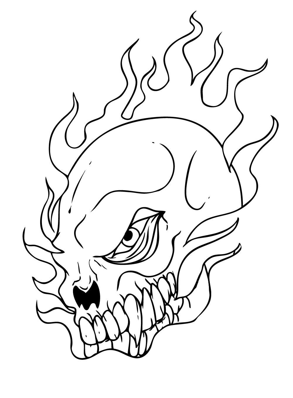 1000x1356 Skull Coloring Pages In Fire Coloringstar New