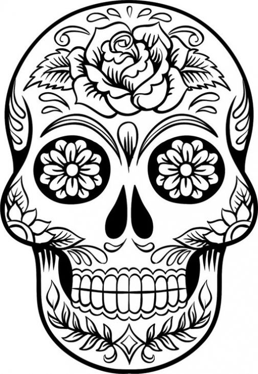 505x730 Sugar Skulls Coloring Pages Extraordinary Sugar Skulls Coloring