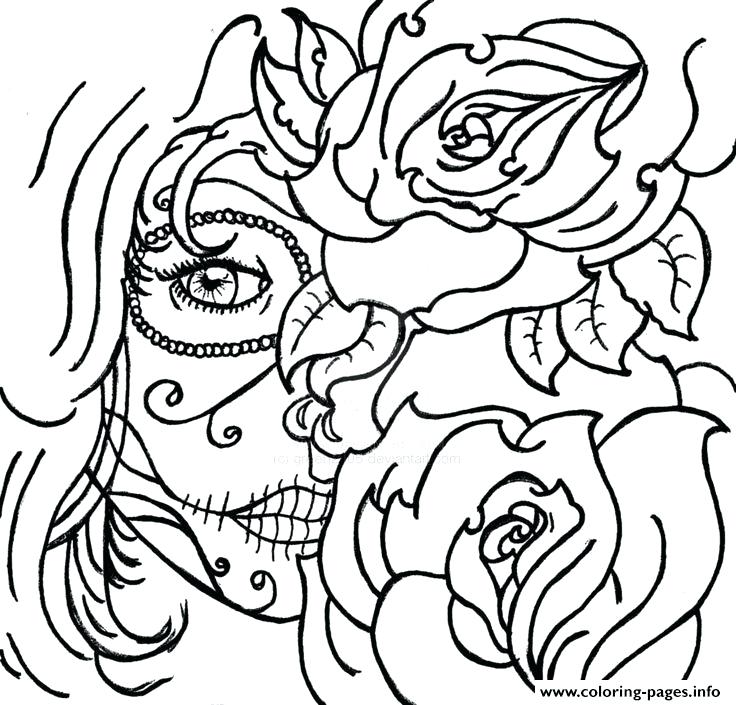 736x705 Cool Coloring Pages Free Printable Sugar Skull Coloring Pages Cool