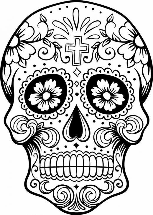 519x730 Skull Coloring Pages For Adults Skull Coloring Pages Sugar Skull