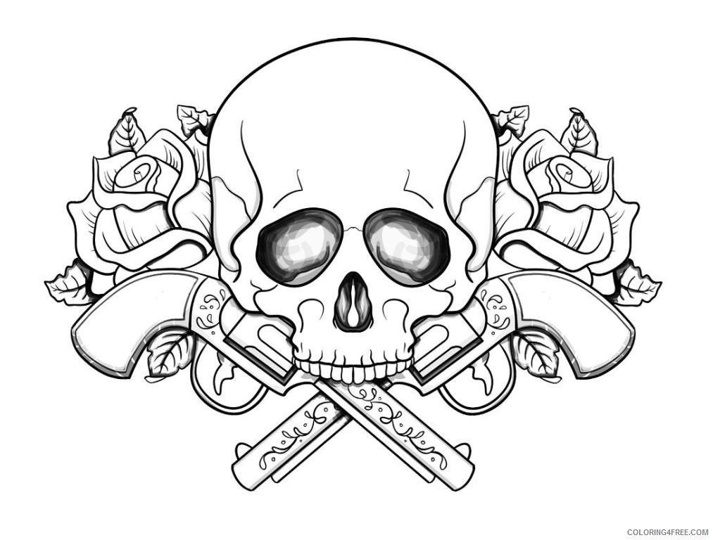 1013x768 Skull Coloring Pages In Fire Coloring4free