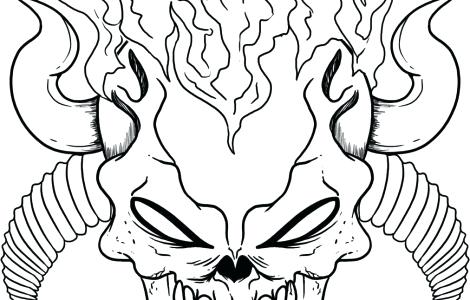 470x300 Coloring Pages Of Skulls With Flames Flaming Skull Colouring Pages