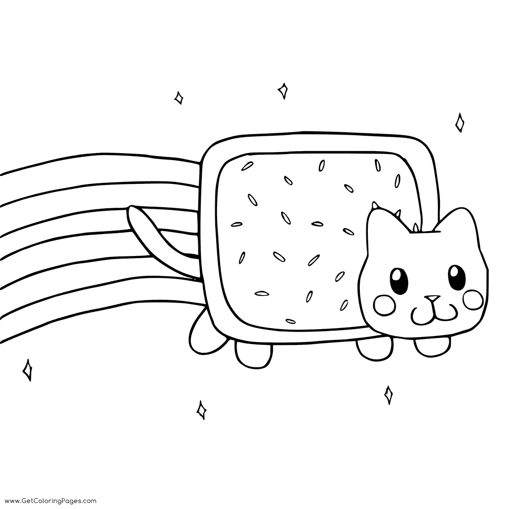 1024x1024 Nyan Cat In Sky Coloring Page