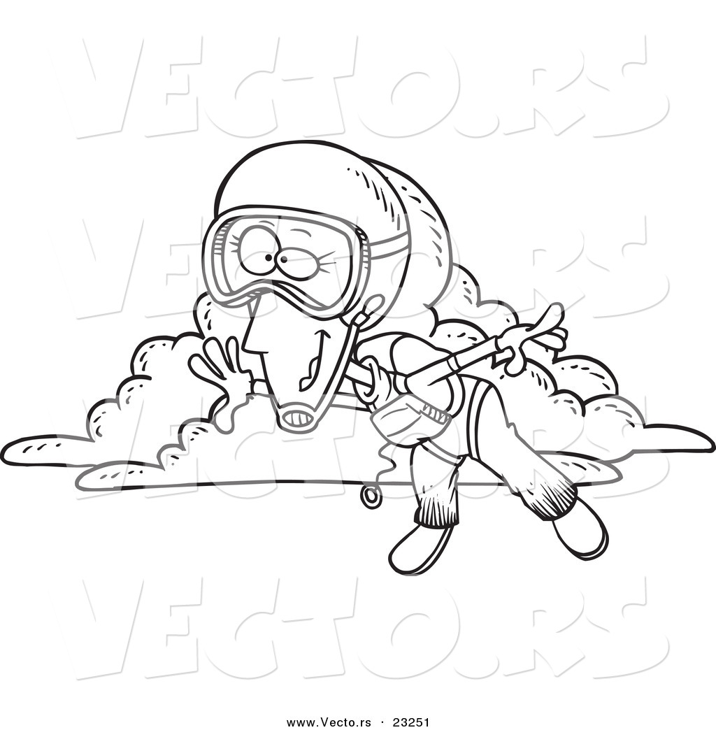 1024x1044 Vector Of A Cartoon Skydiving Woman
