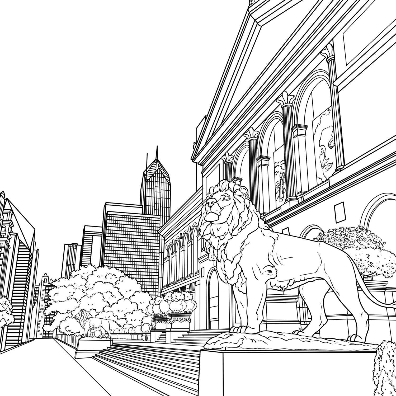 1500x1500 Chicago City Drawing 4 17 Skyline Coloring Pages