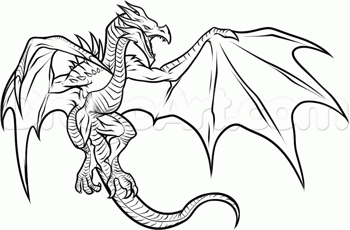 1118x735 Coloring Pages Draw A Simple Dragon Step 9 How To From Skyrim