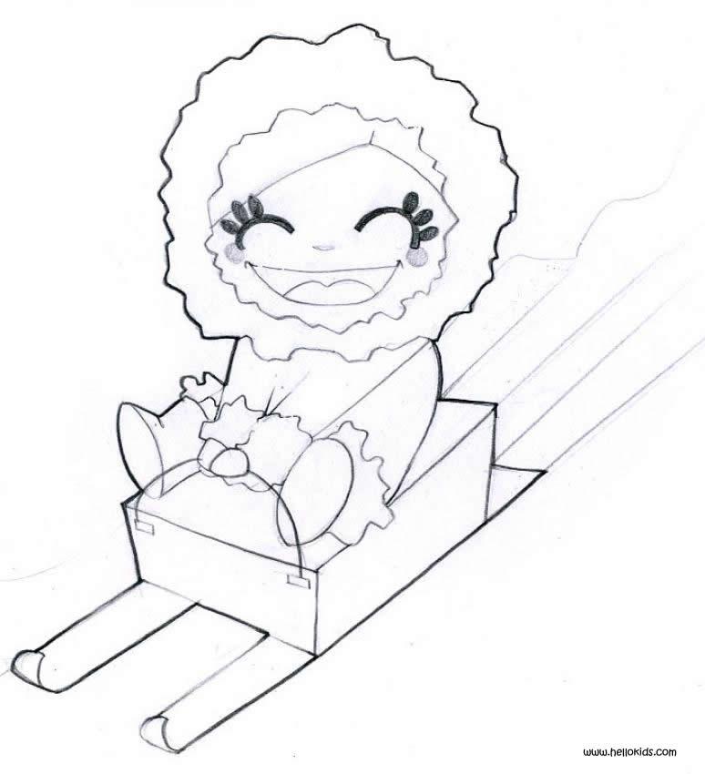774x850 Girl On Sled Coloring Pages