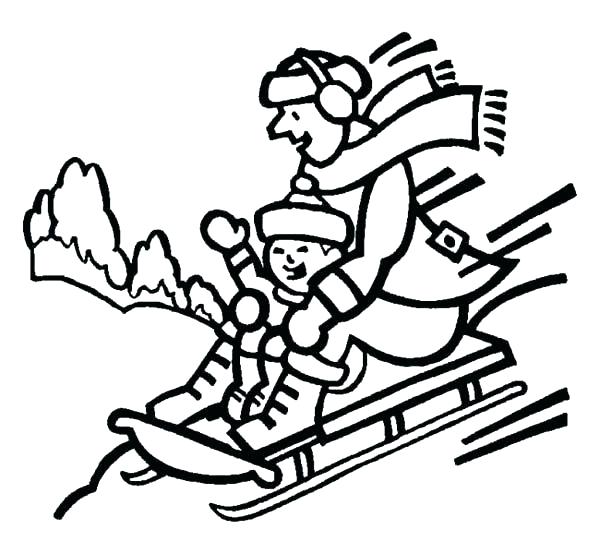 600x554 Sledding Coloring Pages Sledding Coloring Pages Father And Son