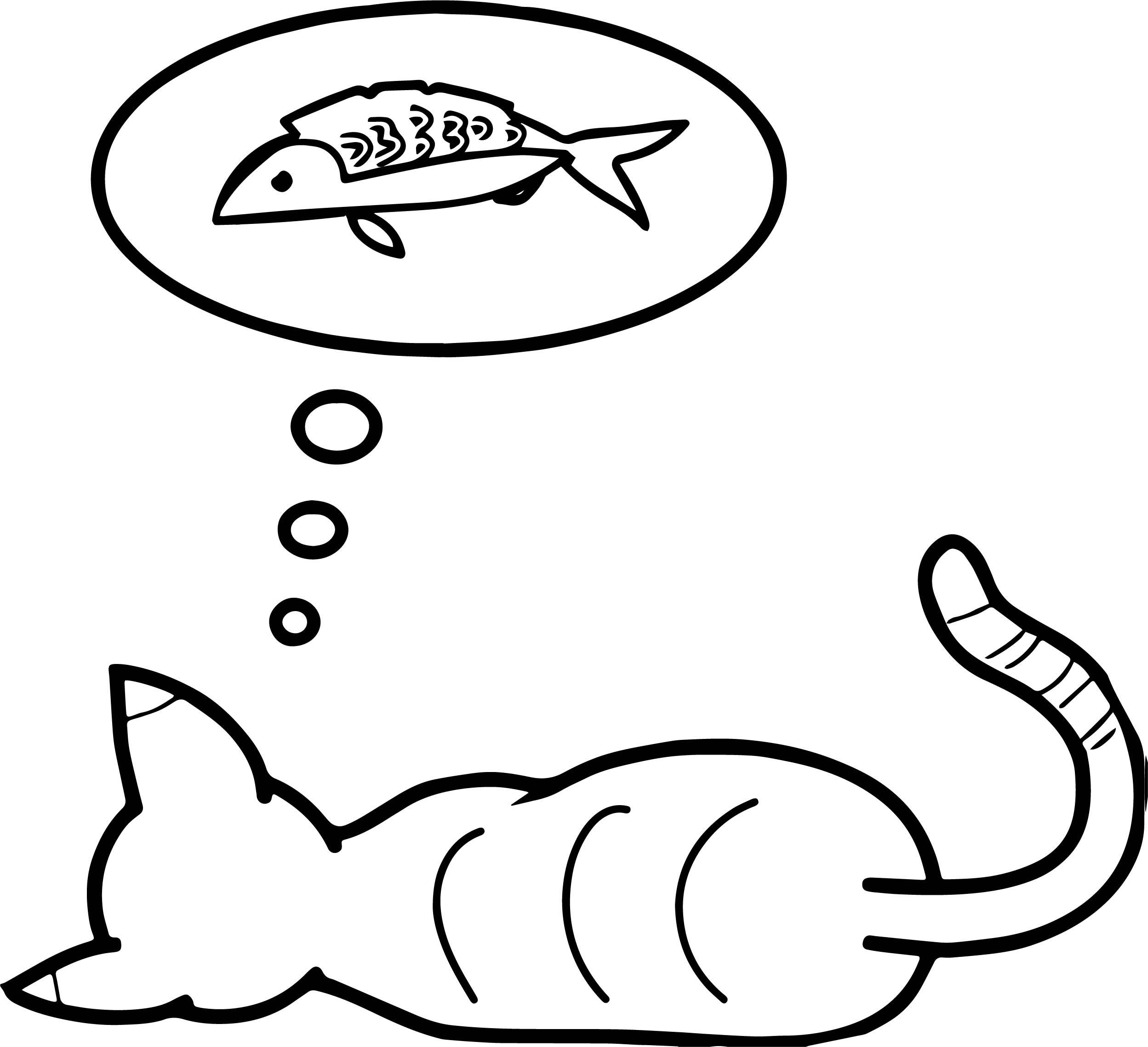2497x2277 Best Sleeping Cat Fish Dream Coloring Page Wecoloringpage Pic