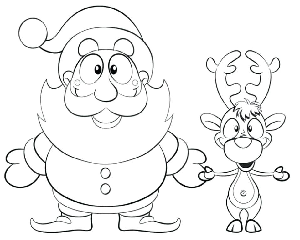 958x768 Santa Color Pages Coloring Picture Of And Reindeer Reindeer
