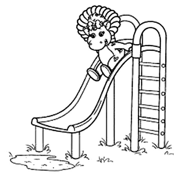 600x608 Slide Coloring Page Ba Bop Play Slide In Barney And Friends