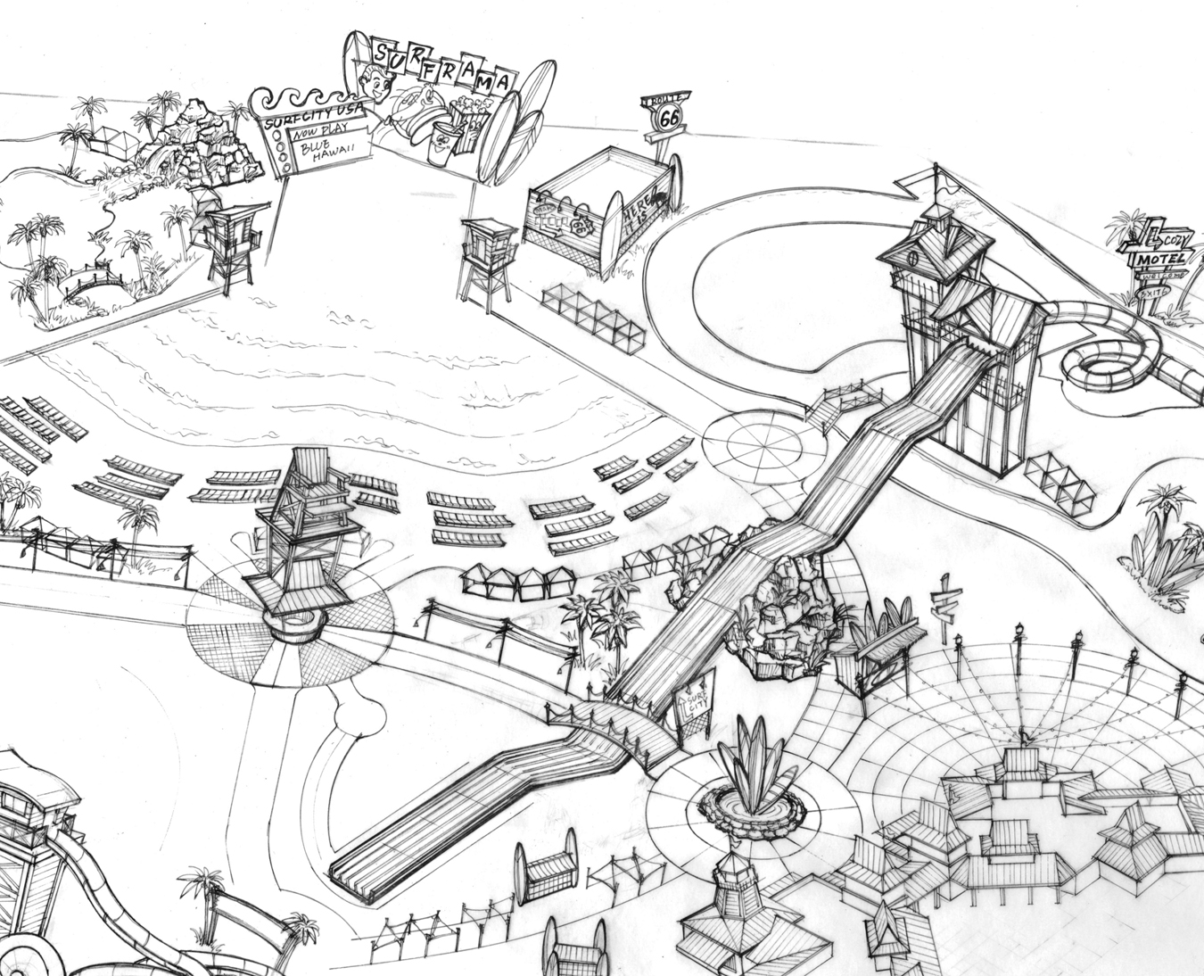 1350x1094 Water Slide Coloring Pages