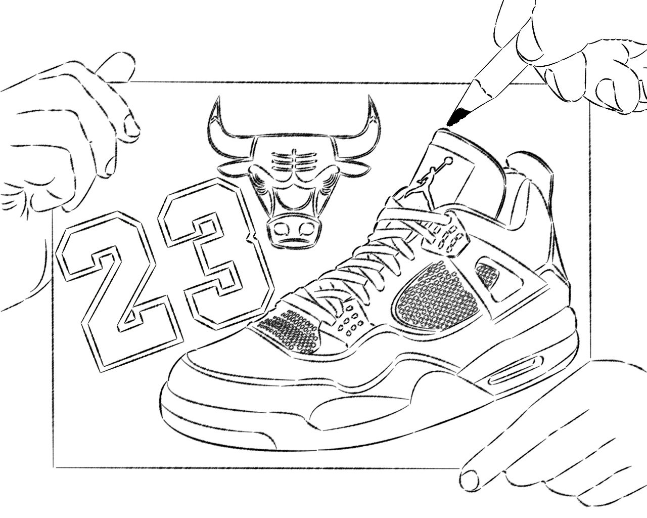 1280x1024 Drawn Shoe Coloring Sheet