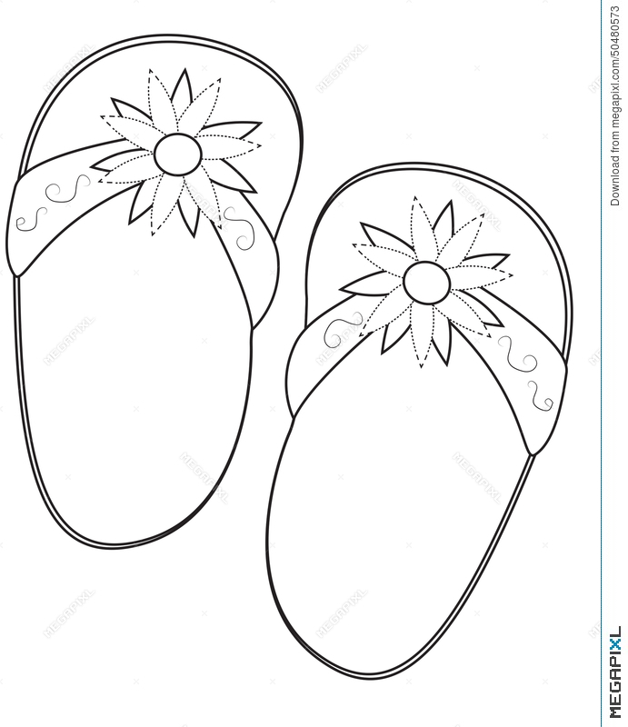 691x800 Slippers Coloring Page Illustration 50480573