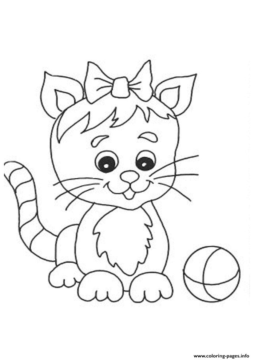 826x1169 Cute Cat With Small Ribbon 8c46 Coloring Pages Printable