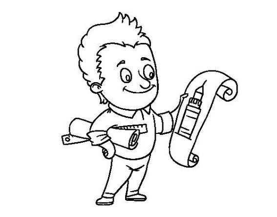 567x444 Smart Architect Coloring And Activity Page For Kids Profession