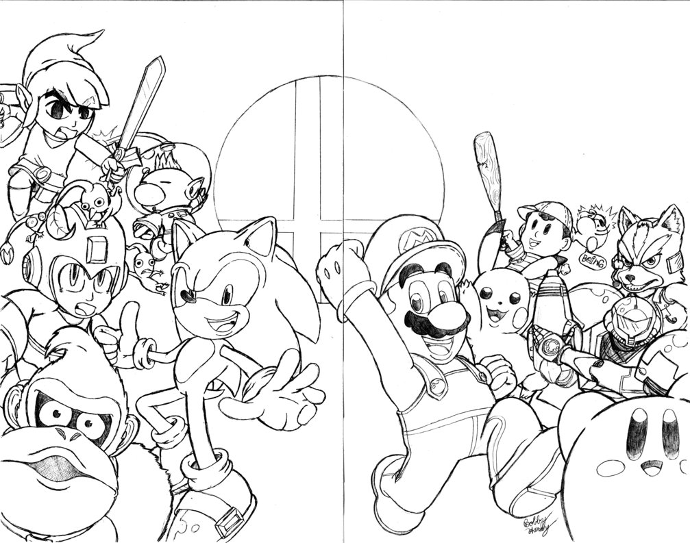 1007x793 Super Smash Bros Coloring Pages Linefa Me Inside