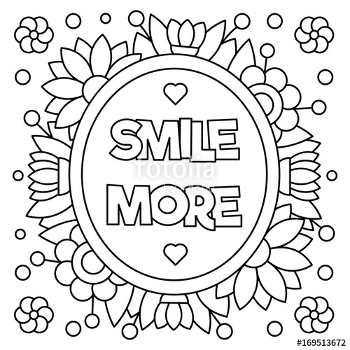 500x500 Smile More. Coloring Page. Vector Illustration. Stock Image